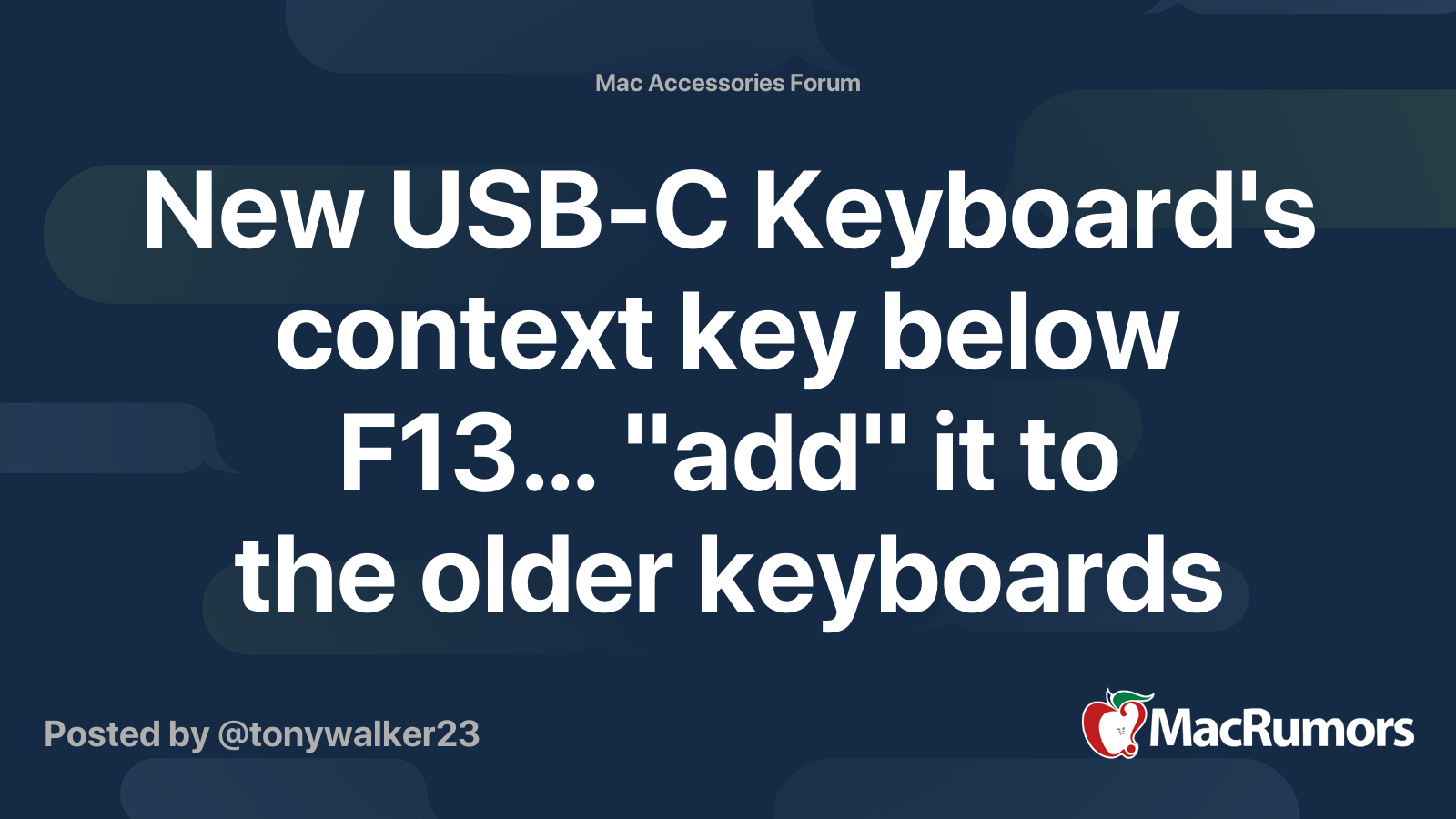 New USB-C Keyboard's context key below F13… 