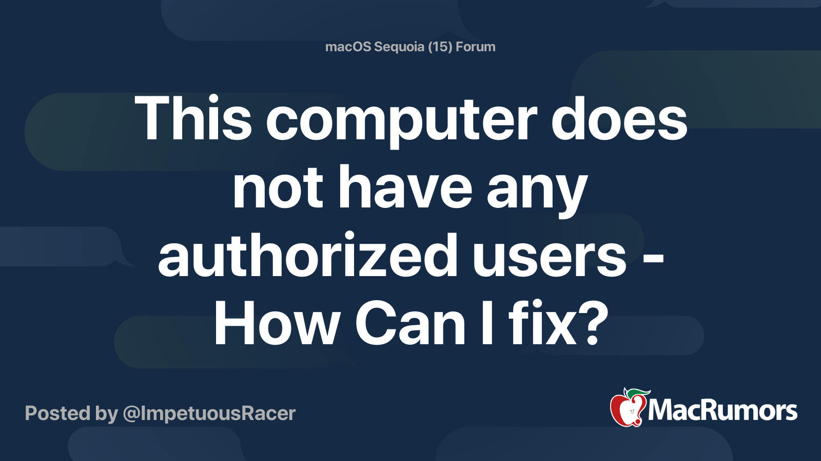 This computer does not have any authorized users - How Can I fix ...