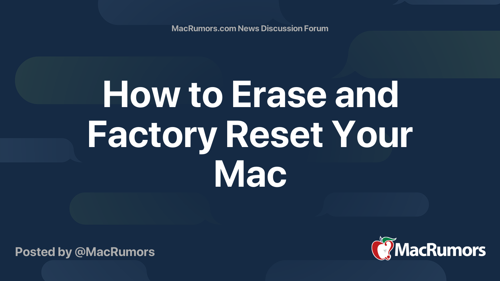 How to Erase and Factory Reset Your Mac | Page 2 | MacRumors Forums