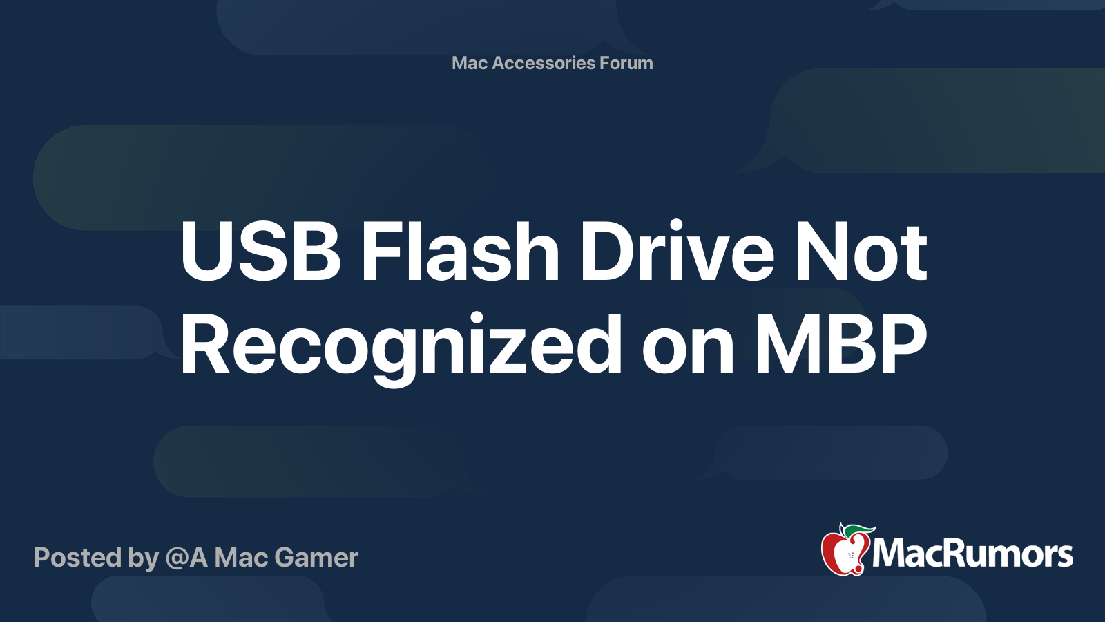 USB Flash Drive Not Recognized on MBP MacRumors Forums