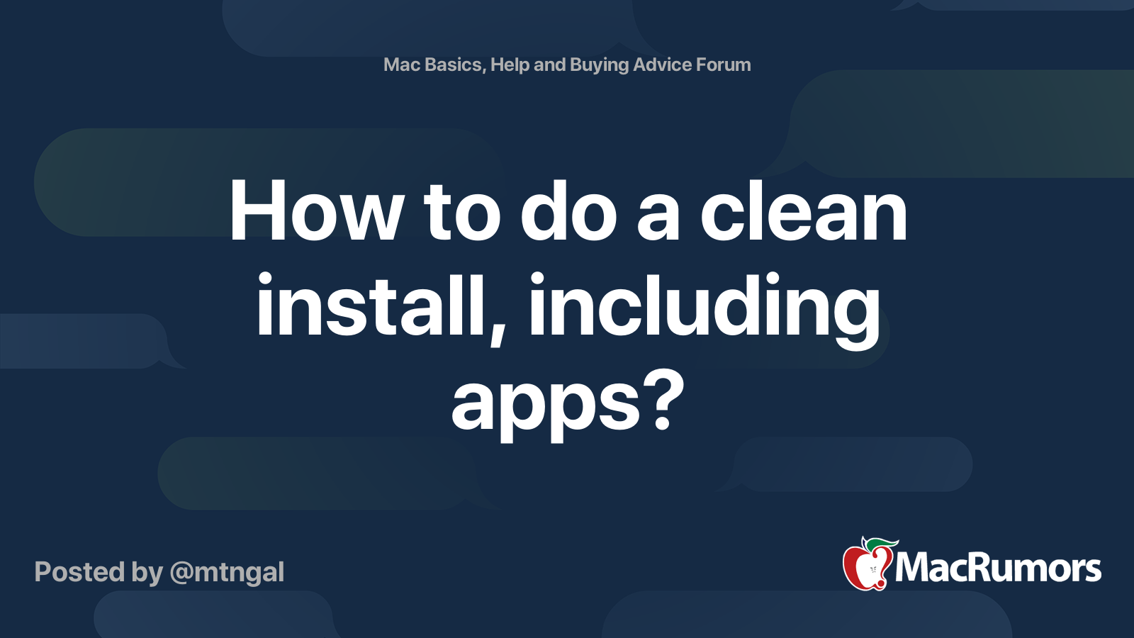 How to do a clean install, including apps? | MacRumors Forums