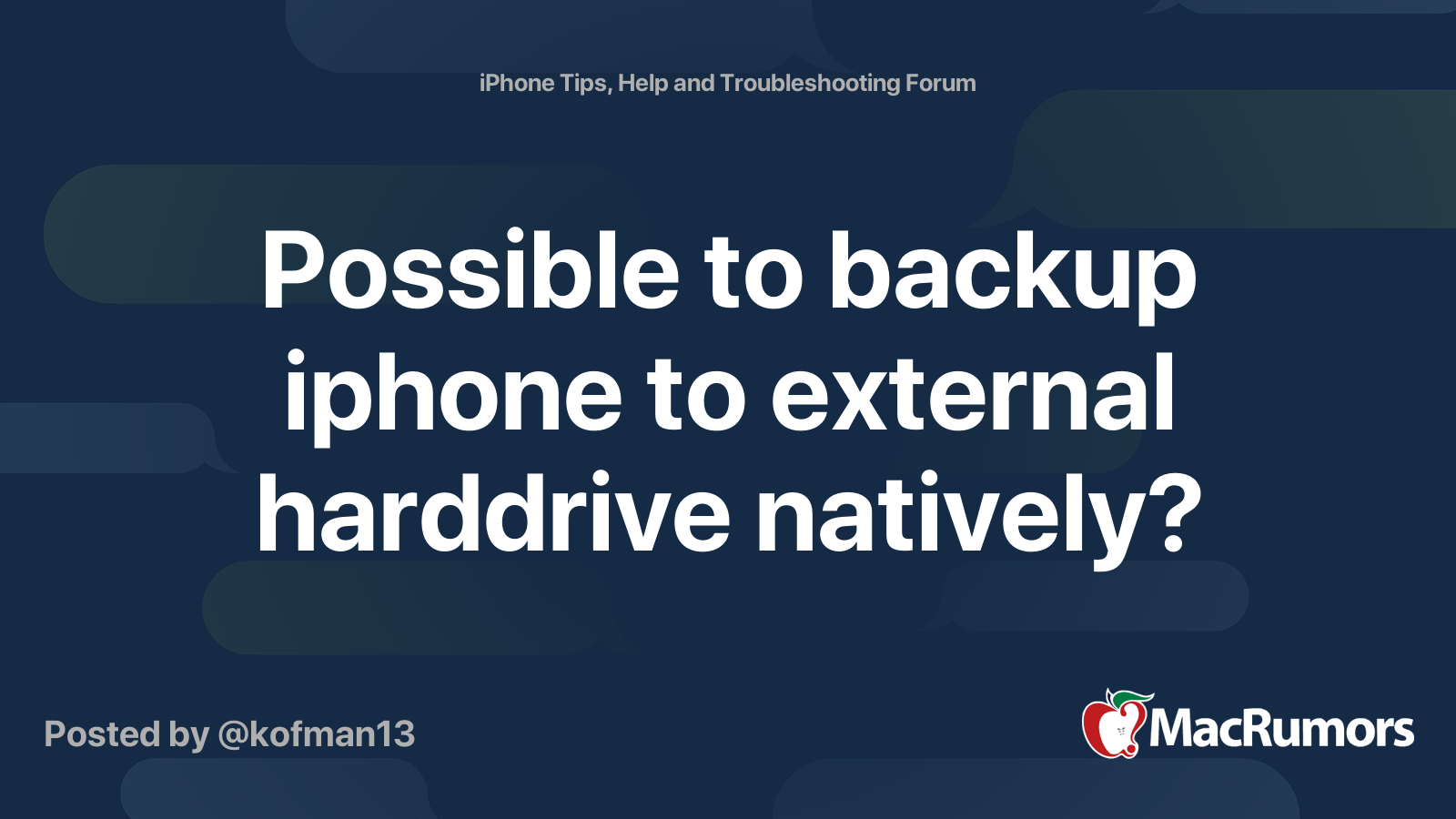 iPhoneを外付けハードドライブにネイティブにバックアップすることは可能ですか?