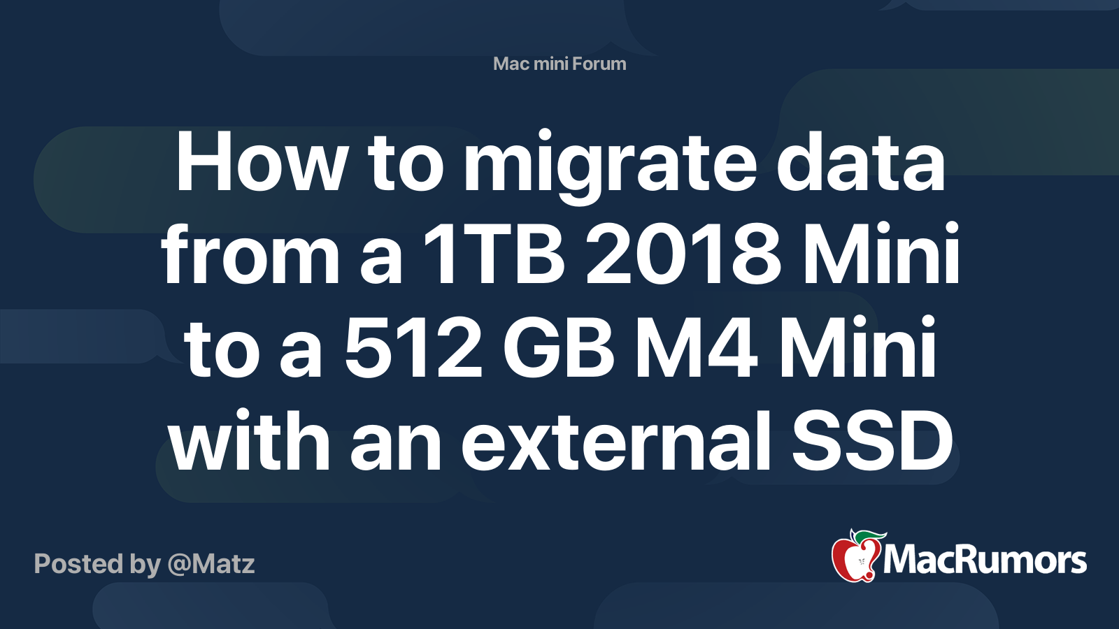 How to migrate data from a 1TB 2028 Mini to a 512 GB M4 Mini with an