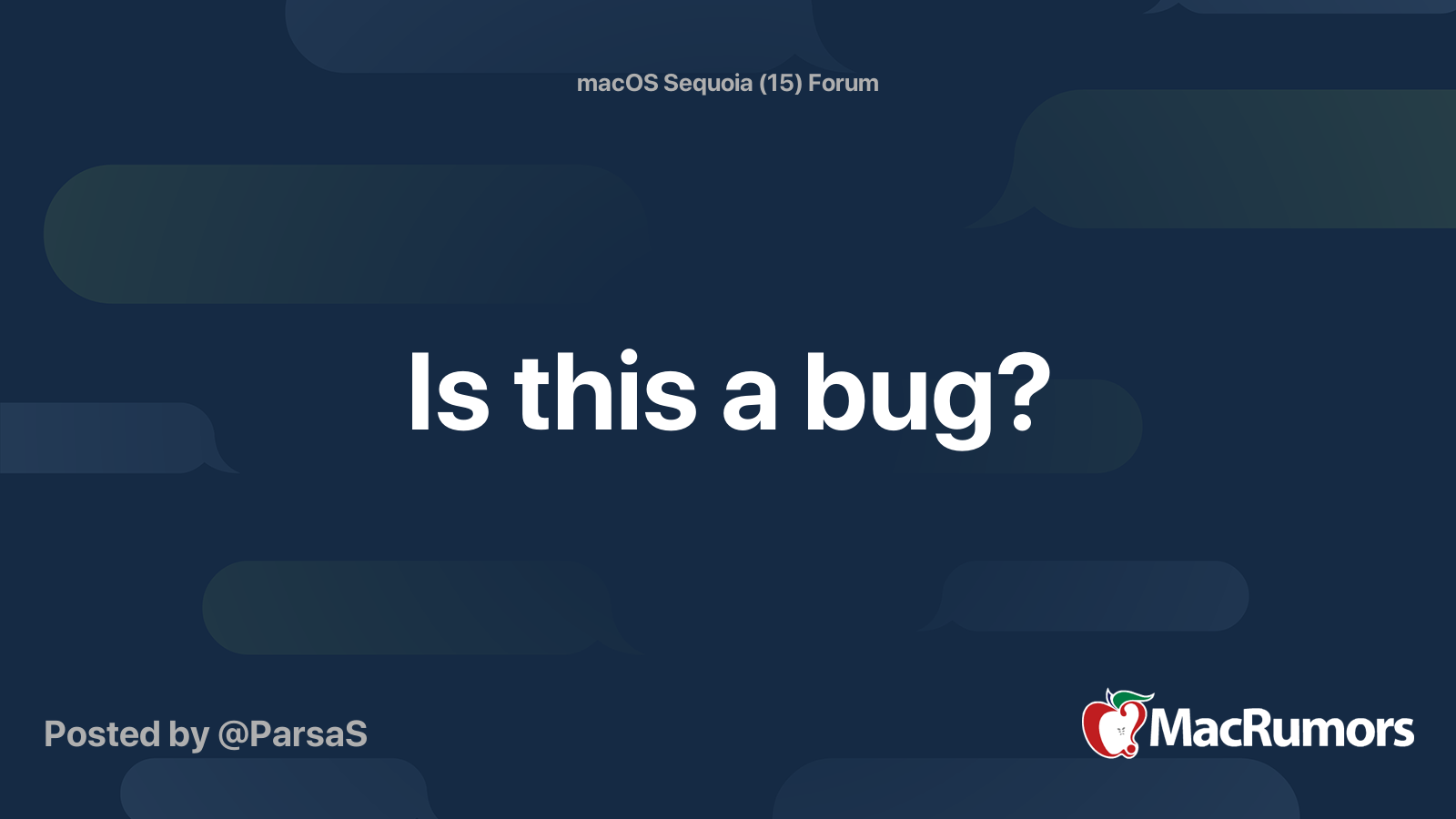 Is this a bug? | MacRumors Forums
