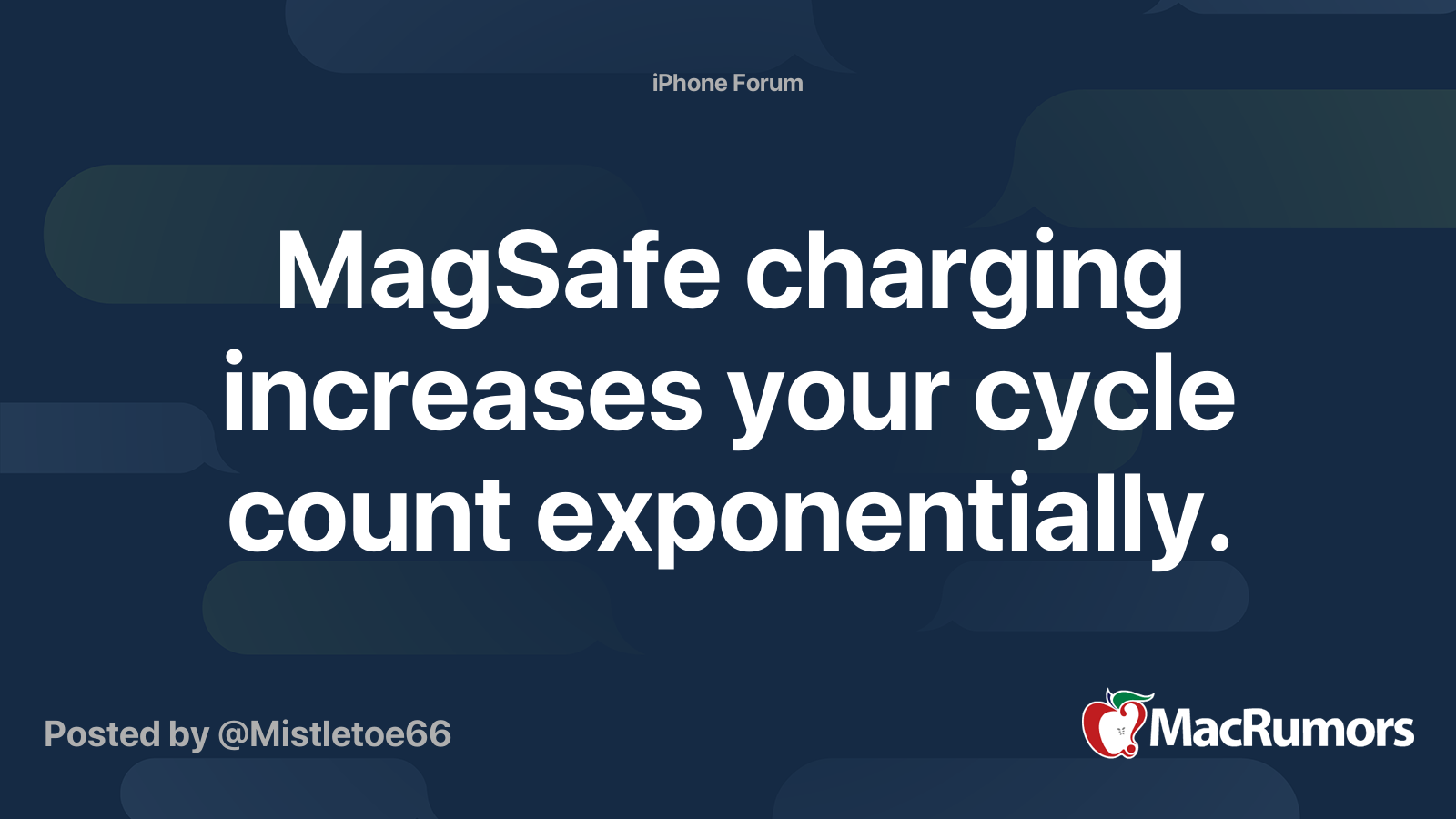MagSafe charging increases your cycle count exponentially. | MacRumors ...