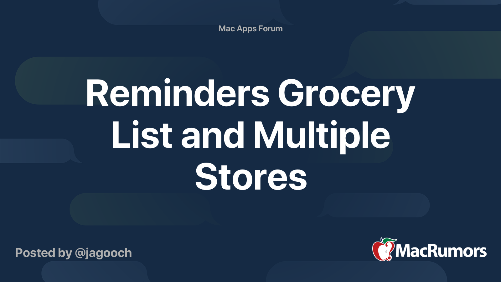 Reminders Grocery List and Multiple Stores | MacRumors Forums