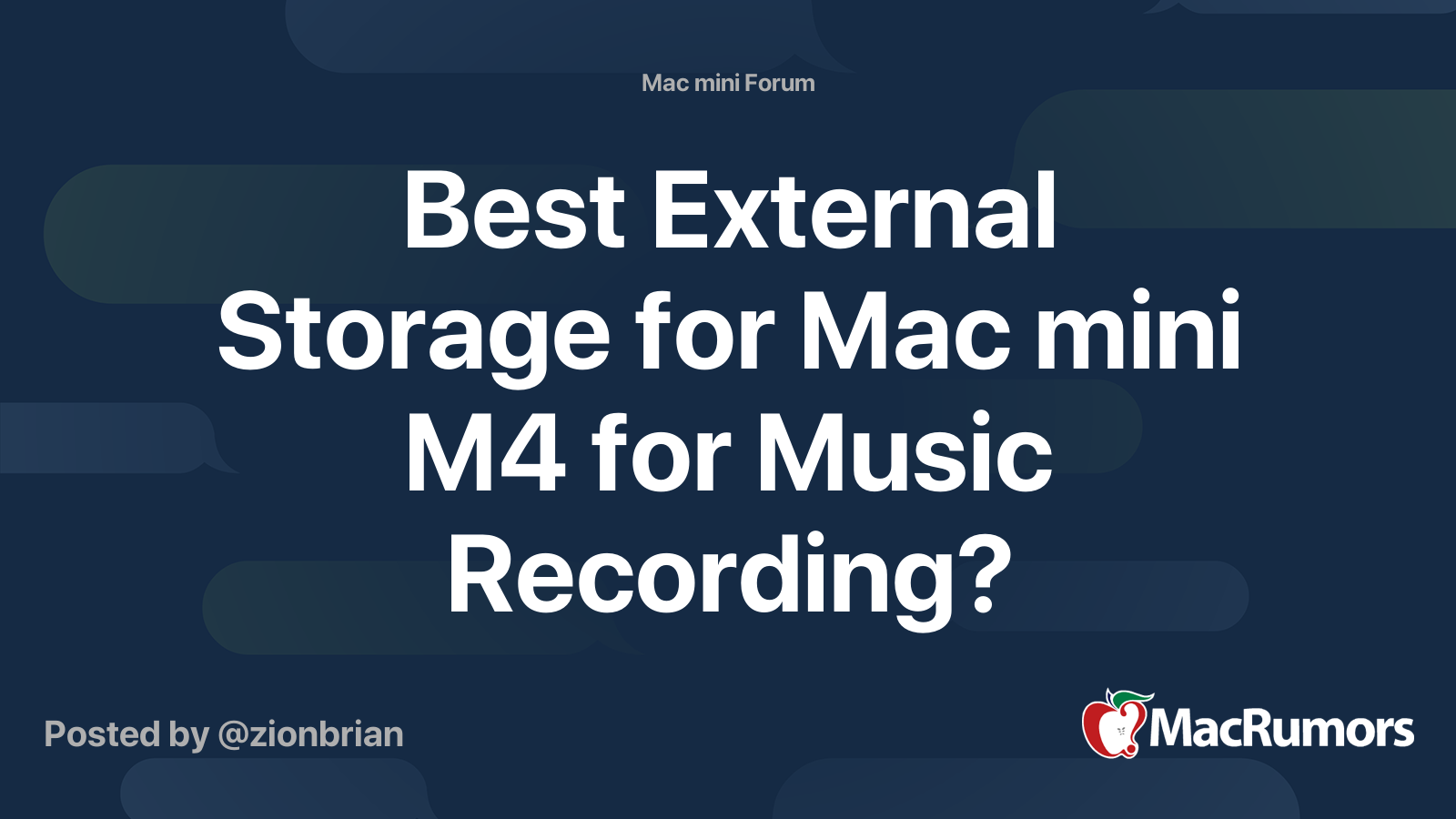Best External Storage for Mac mini M4 for Music Recording? | MacRumors ...