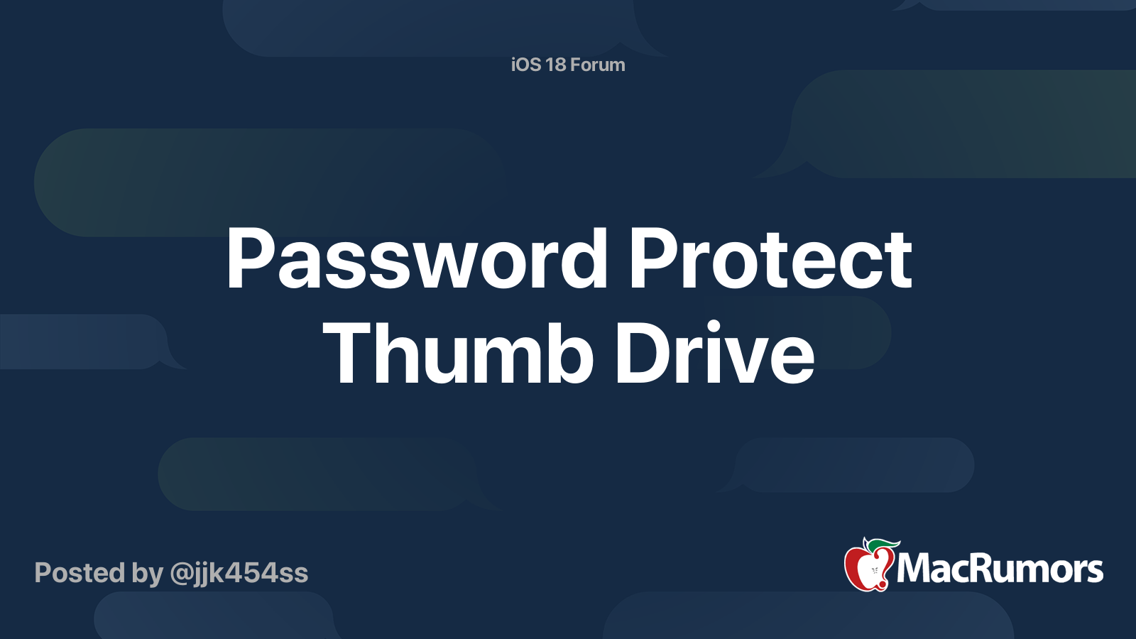 Password Protect Thumb Drive | MacRumors Forums