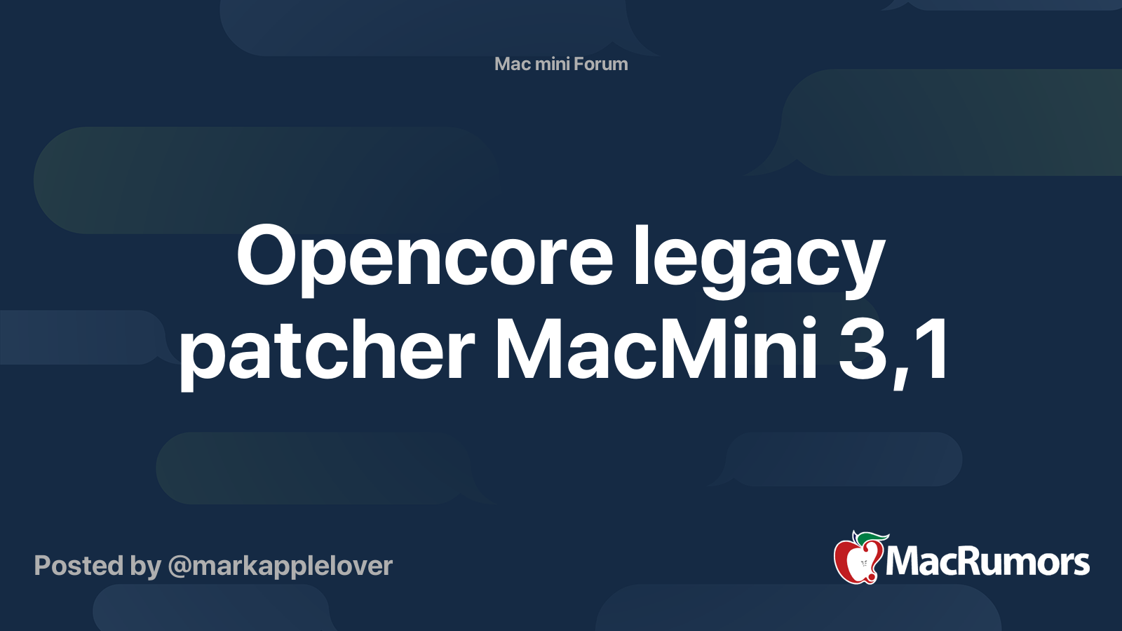 Opencore legacy patcher MacMini 3,1 | MacRumors Forums