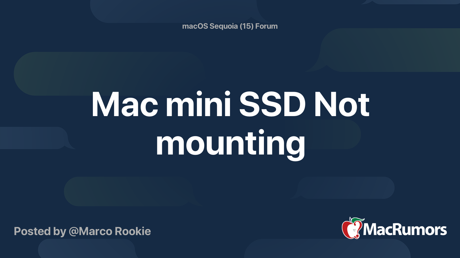 Mac mini SSD Not mounting | MacRumors Forums