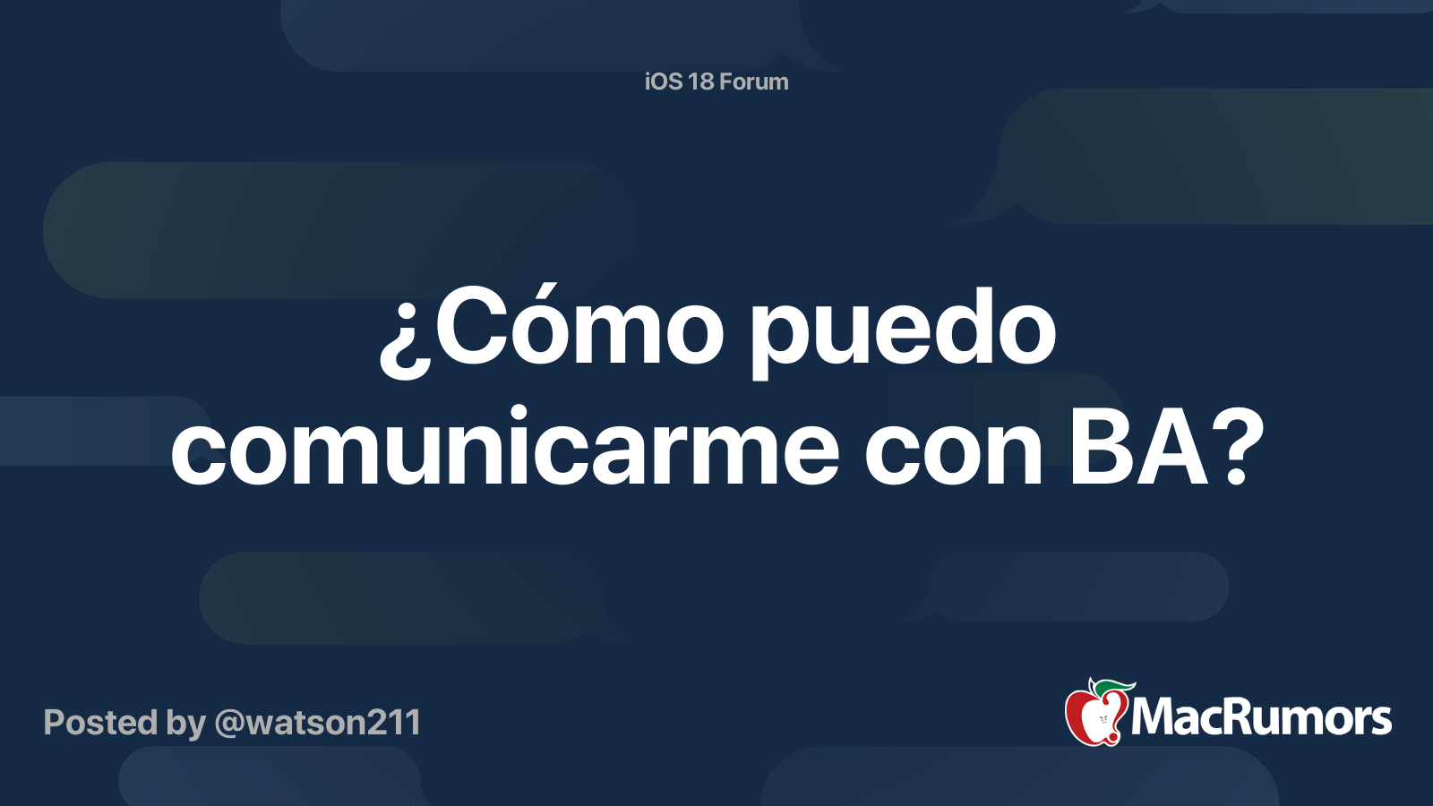 ¿Cómo puedo comunicarme con BA? | MacRumors Forums