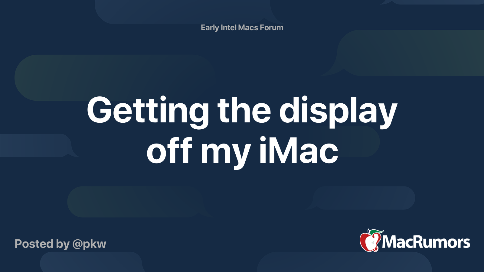 Getting the display off my iMac | MacRumors Forums