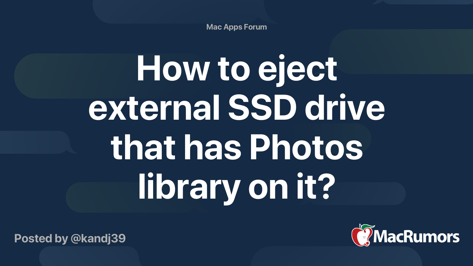 How to eject external SSD drive that has Photos library on it ...