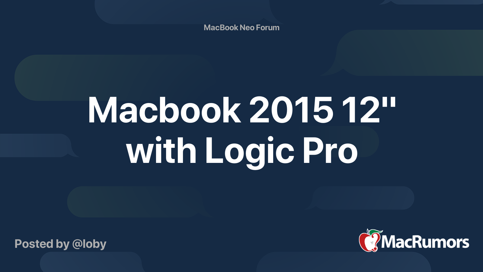 Macbook 2015 12" with Logic Pro | MacRumors Forums