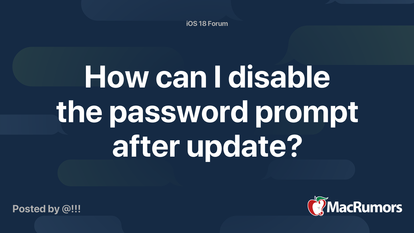 How can I disable the password prompt after update? | MacRumors Forums