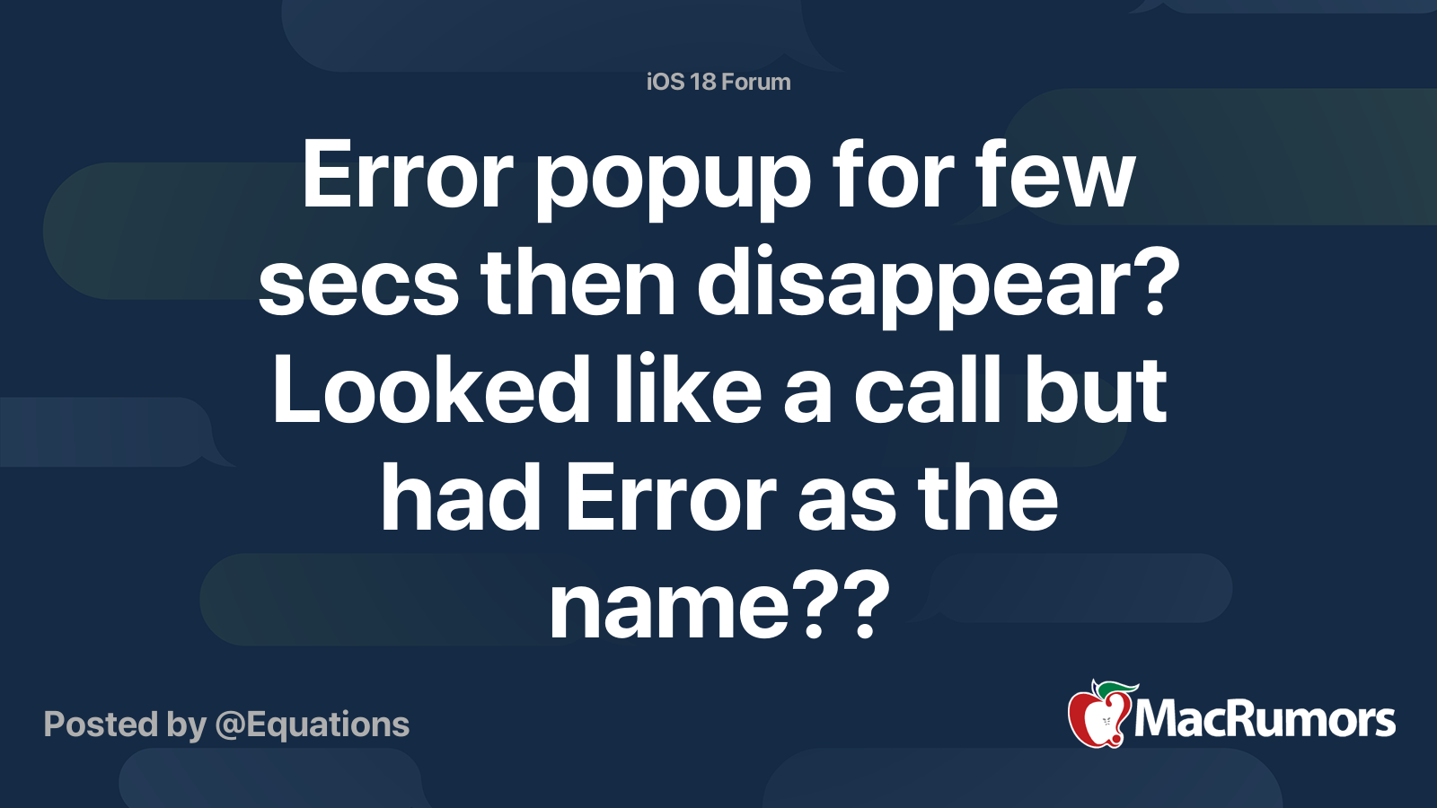 Error popup for few secs then disappear? Looked like a call but had ...