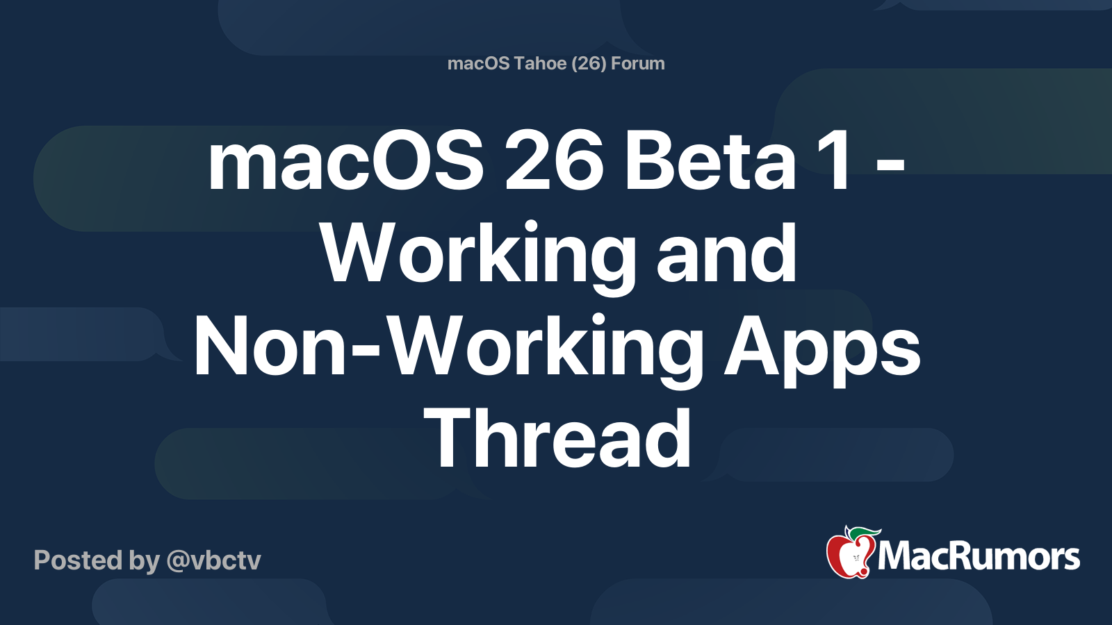 macOS 26 Beta 1 – Working and Non-Working Apps