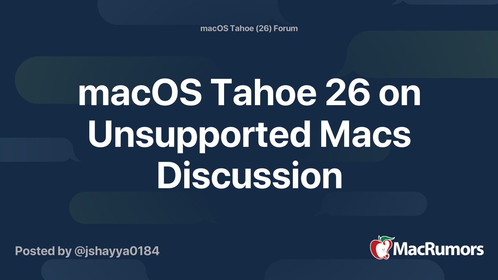 macOS Tahoe 26 on Unsupported Macs Discussion | Page 41 | MacRumors Forums