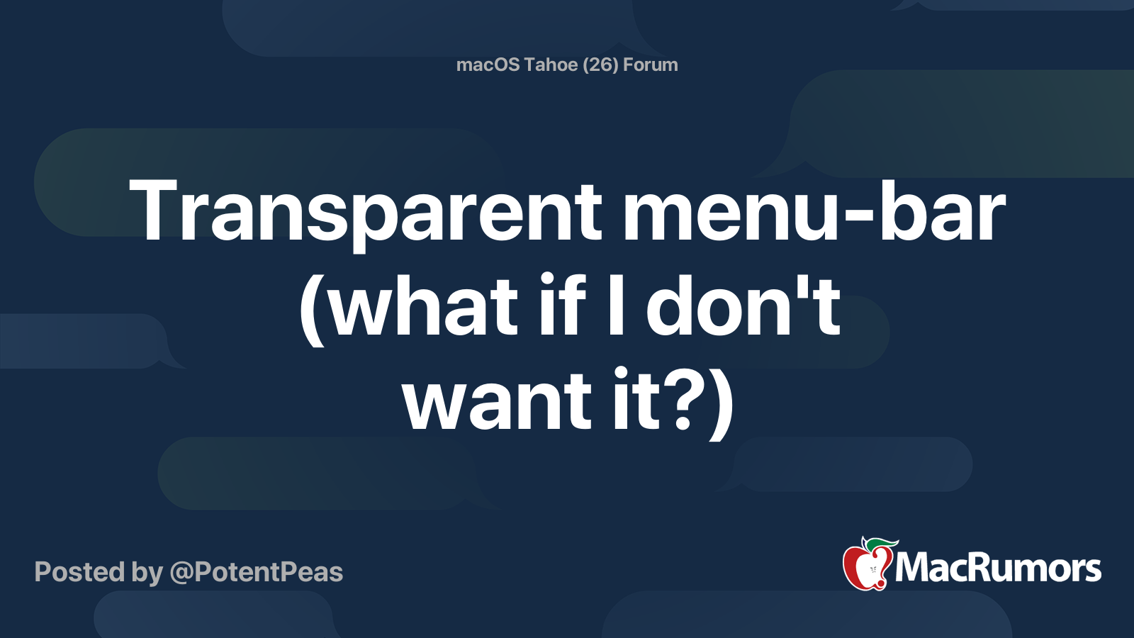 Transparent menu-bar (what if I don't want it?) | MacRumors Forums