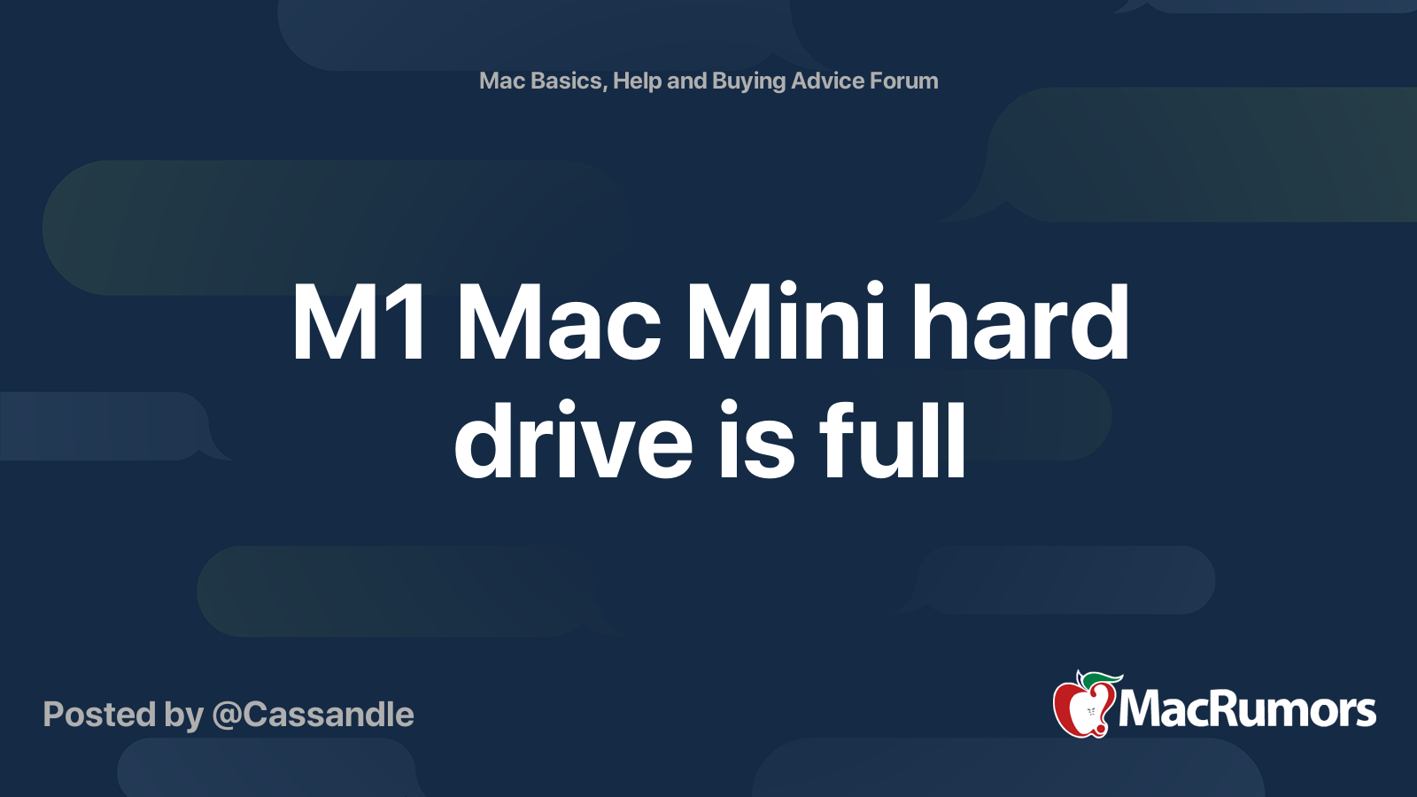M1 Mac Mini hard drive is full | MacRumors Forums