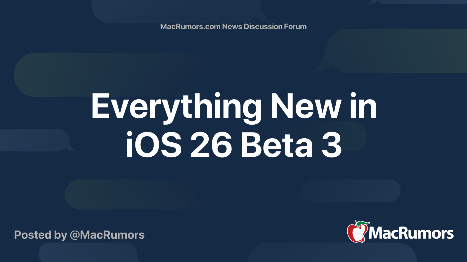 Everything New in iOS 26 Beta 3 | Page 9 | MacRumors Forums