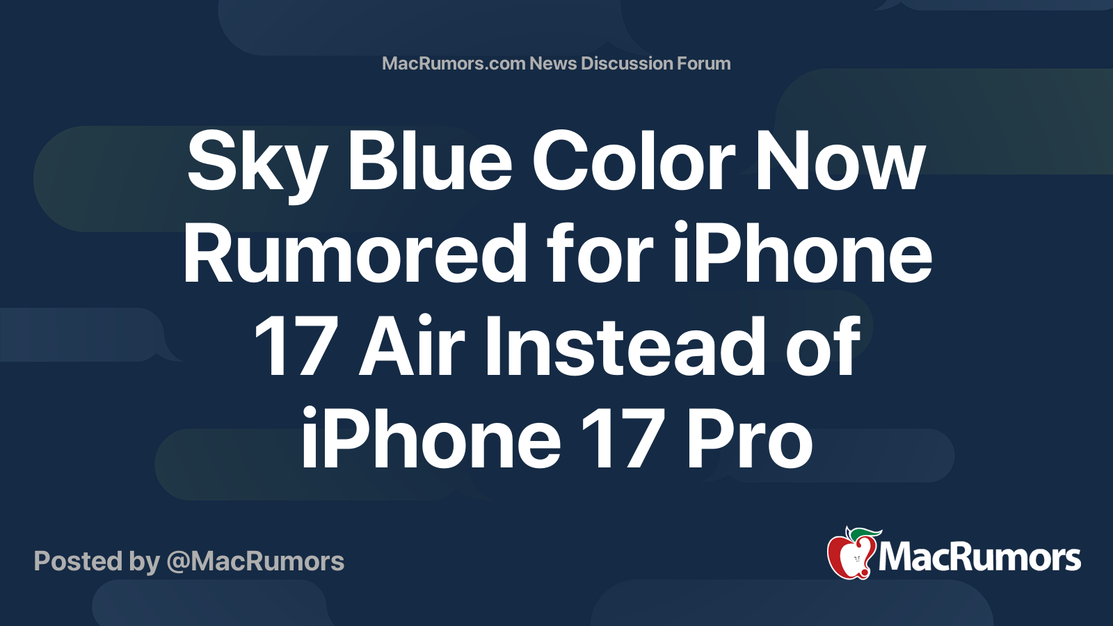 Sky Blue Color Now Rumored for iPhone 17 Air Instead of iPhone 17 Pro ...