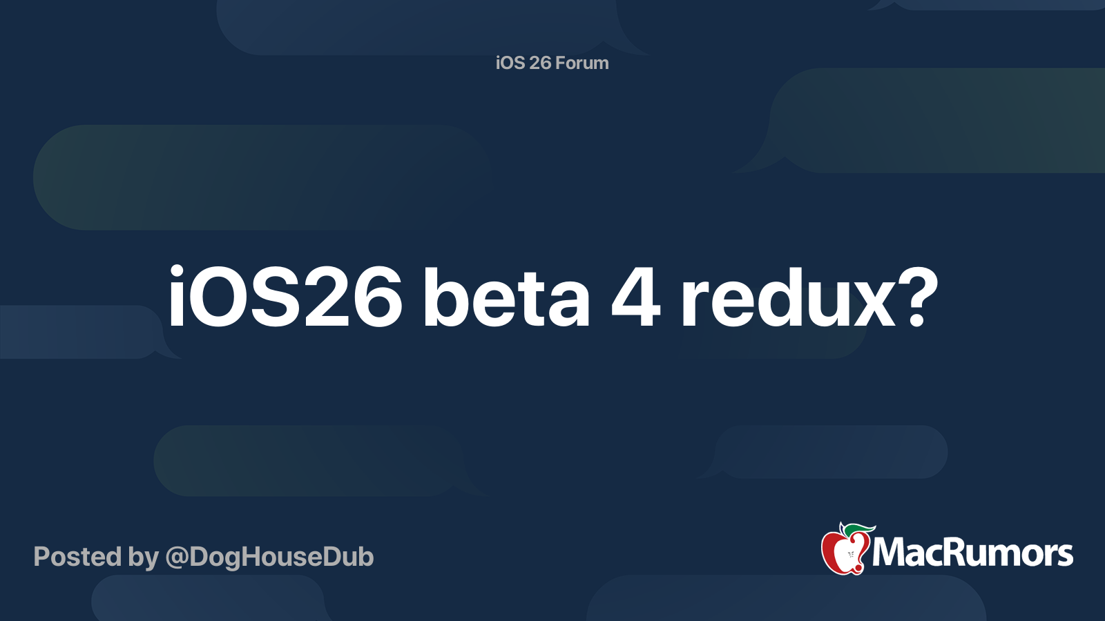 iOS26 beta 4 redux? | MacRumors Forums