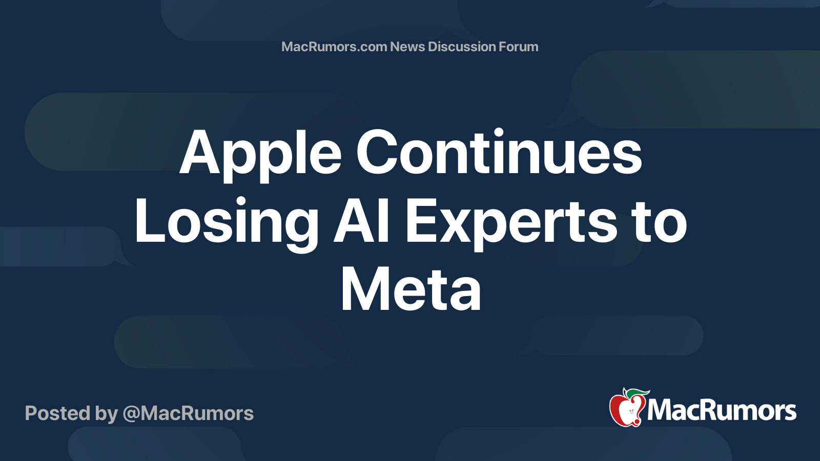 Apple Continues Losing AI Experts to Meta | Page 2 | MacRumors Forums