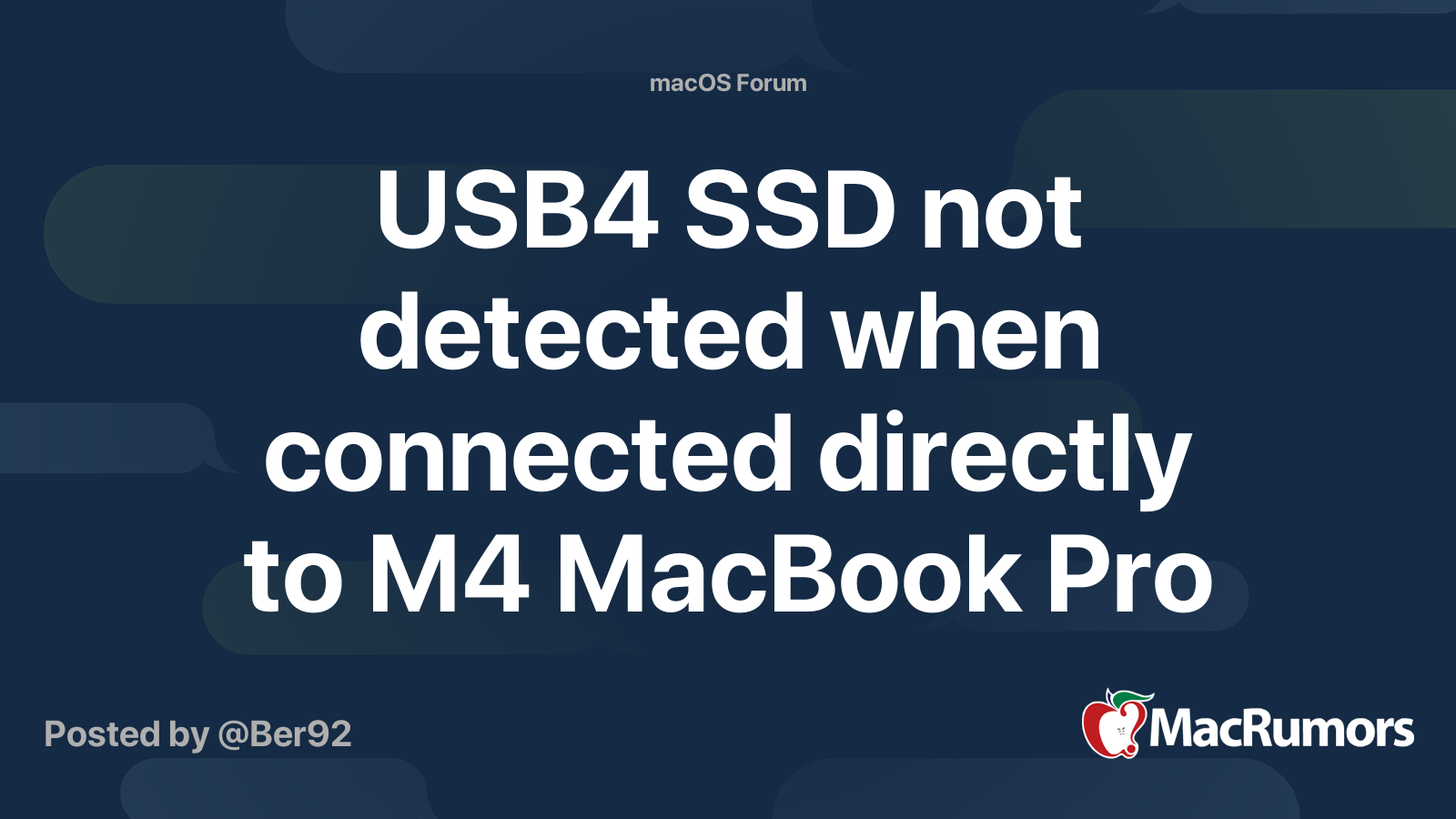 USB4 SSD not detected when connected directly to M4 MacBook Pro ...