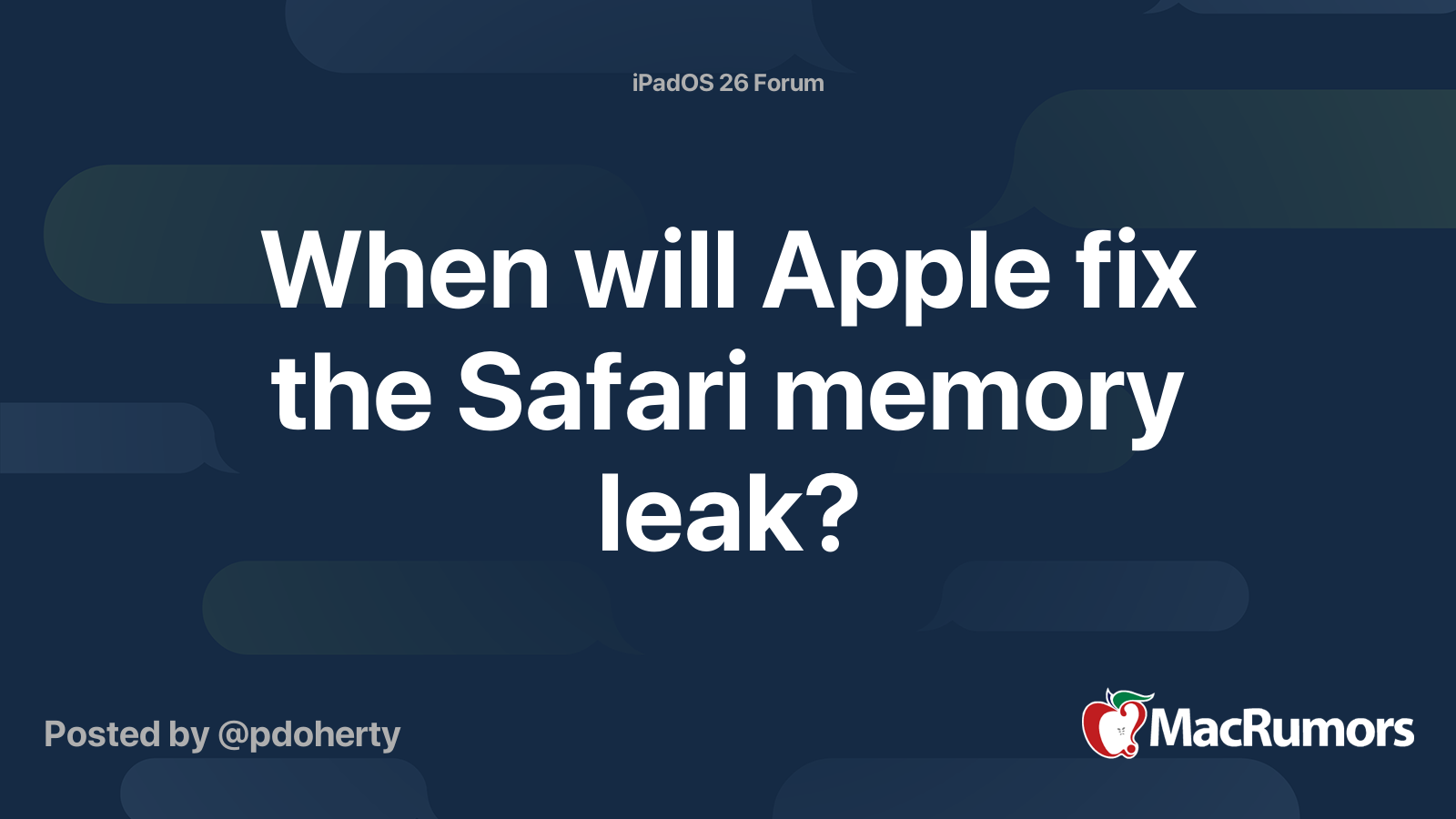 When will Apple fix the Safari memory leak? | MacRumors Forums