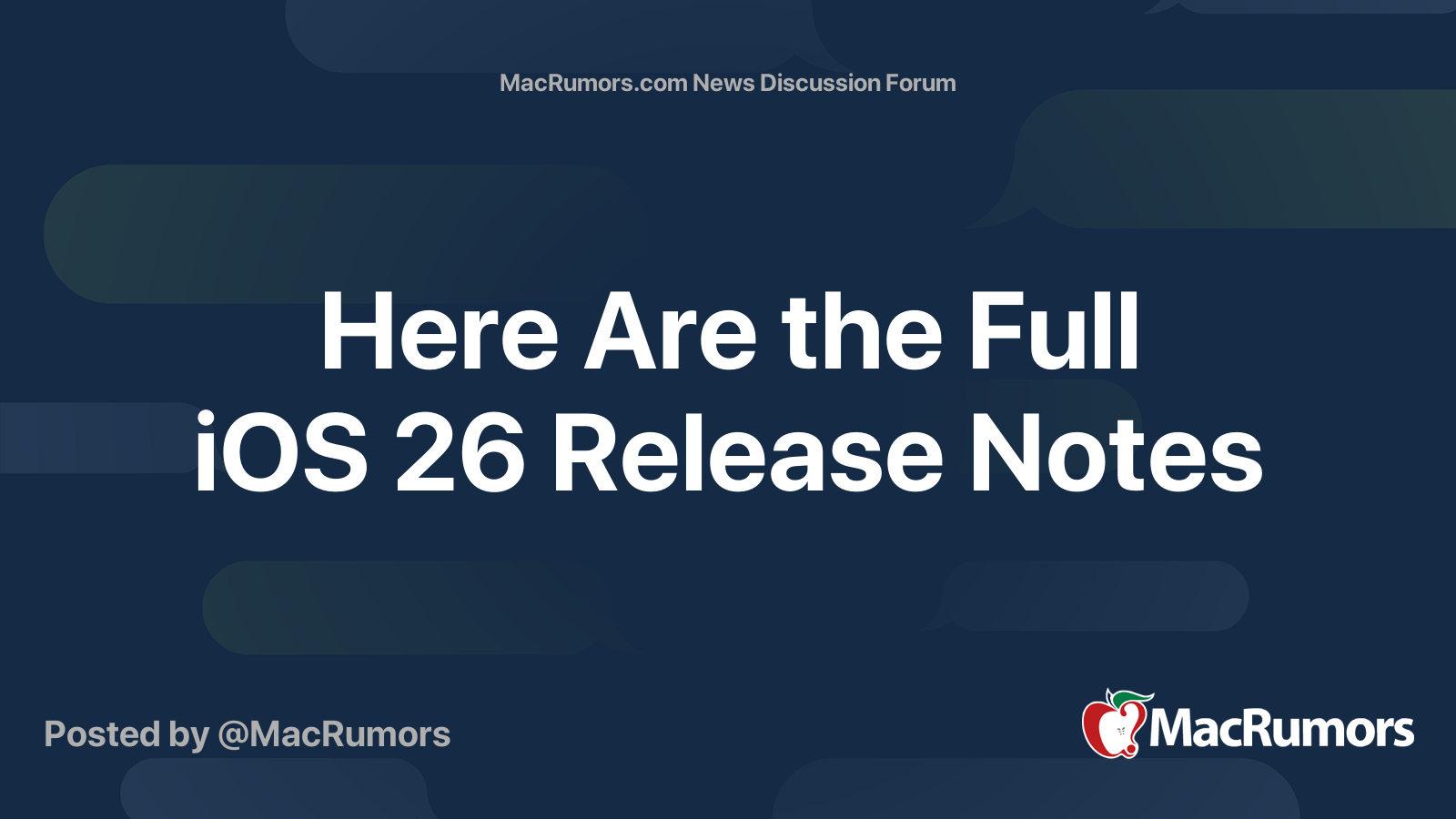 Here Are the Full iOS 26 Release Notes | Page 2 | MacRumors Forums