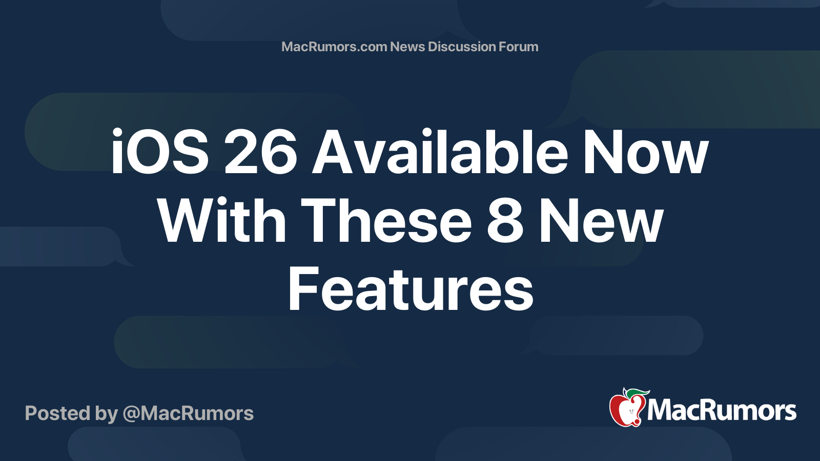 iOS 26 Available Now With These 8 New Features | Page 4 | MacRumors Forums