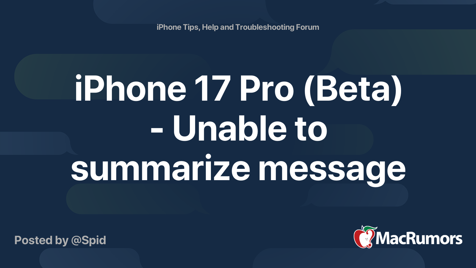 iPhone 17 Pro (Beta) - Unable to summarize message | MacRumors Forums