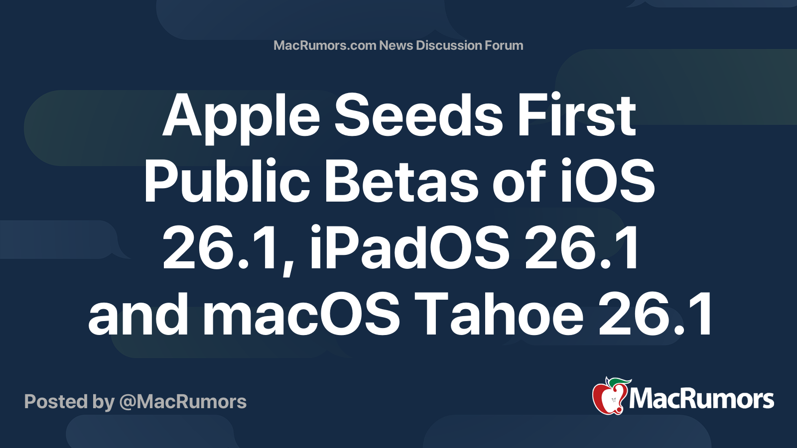 Apple Seeds First Public Betas of iOS 26.1, iPadOS 26.1 and macOS Tahoe ...