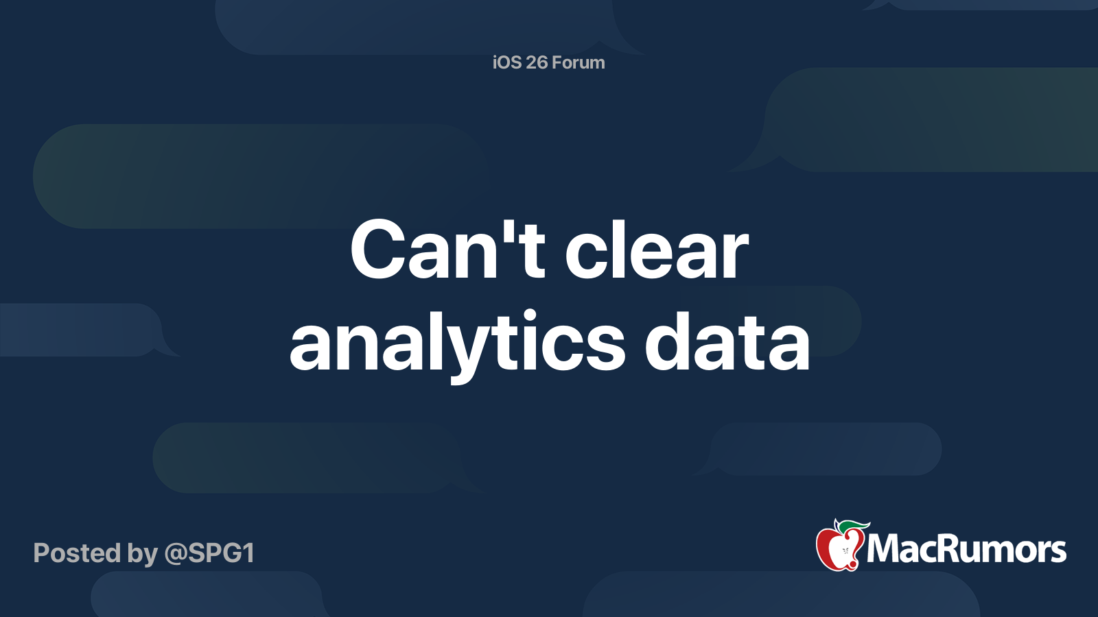 Can't clear analytics data | MacRumors Forums