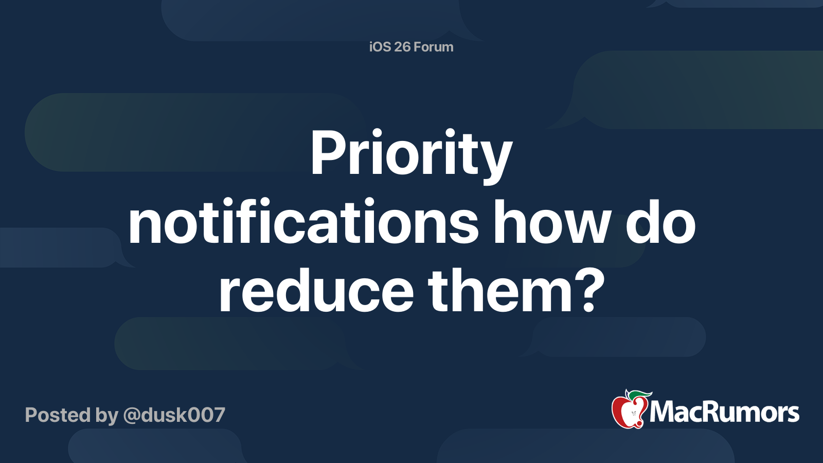 Priority notifications how do reduce them? | MacRumors Forums