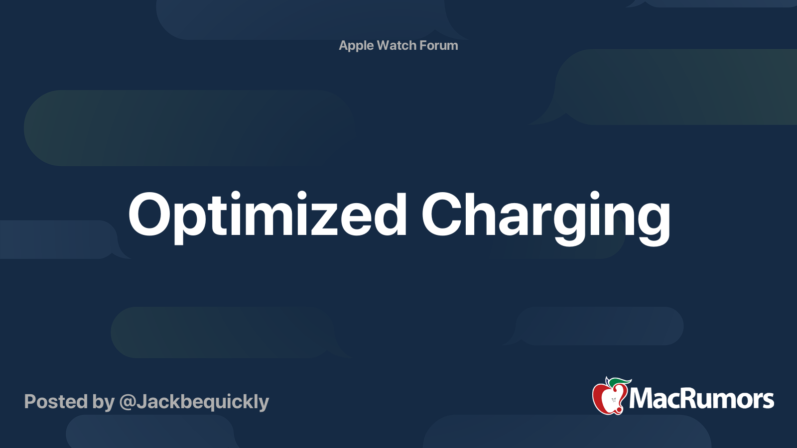 Optimized Charging | MacRumors Forums
