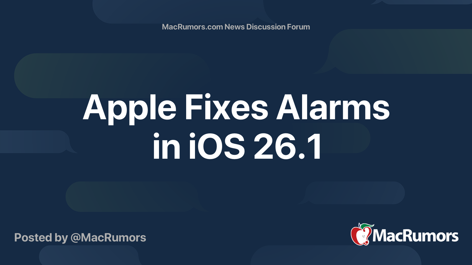 Apple Fixes Alarms in iOS 26.1 | Page 4 | MacRumors Forums