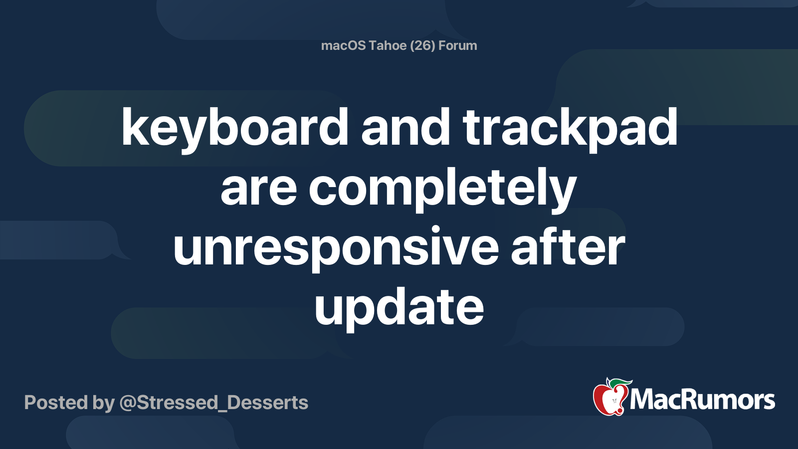 keyboard and trackpad are completely unresponsive after update ...