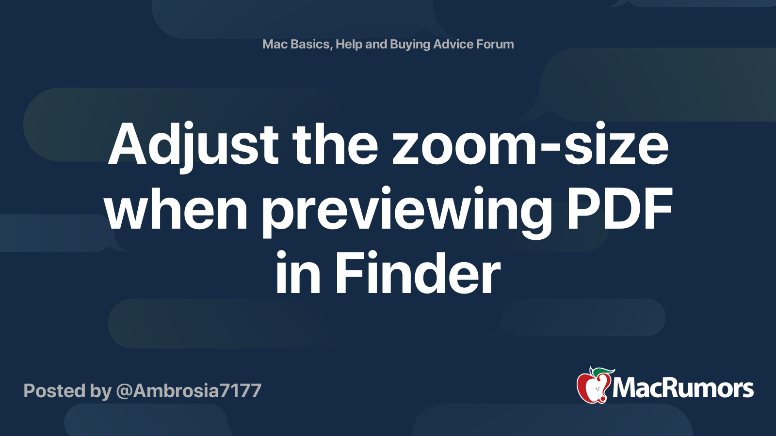 Adjust the zoom-size when previewing PDF in Finder | MacRumors Forums