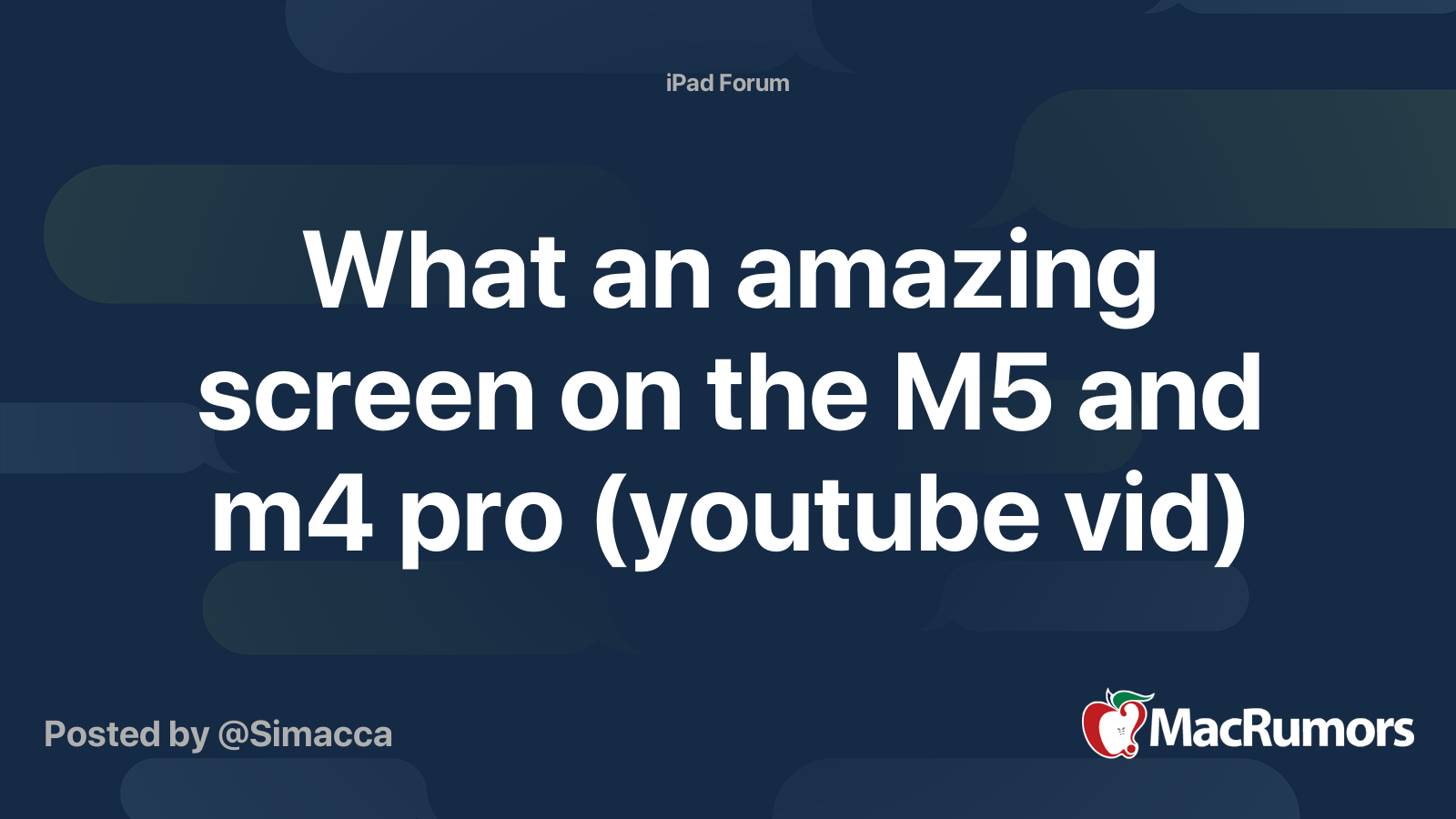 What an amazing screen on the M5 and m4 pro (youtube vid) | MacRumors ...