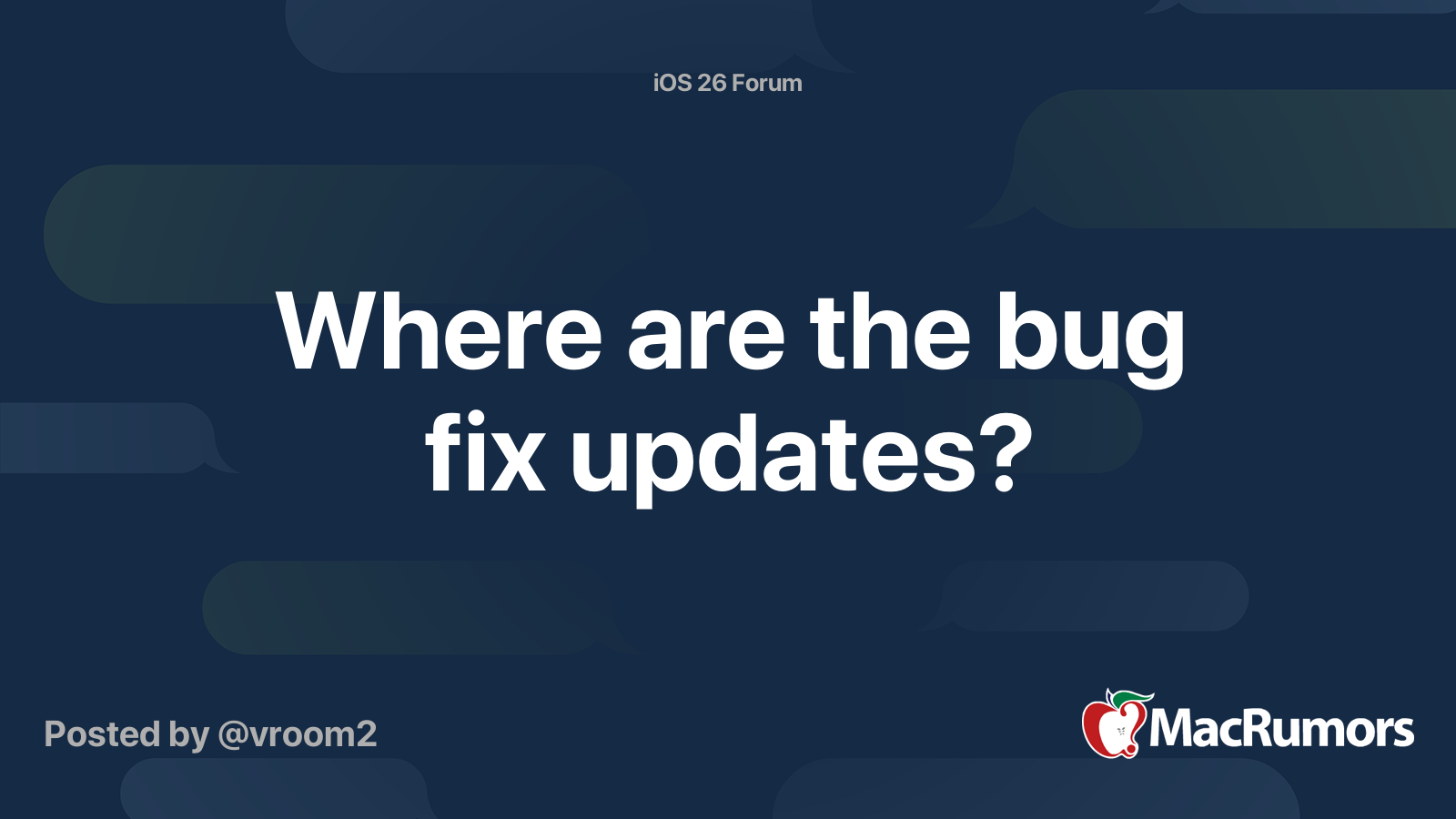 Where are the bug fix updates? | MacRumors Forums