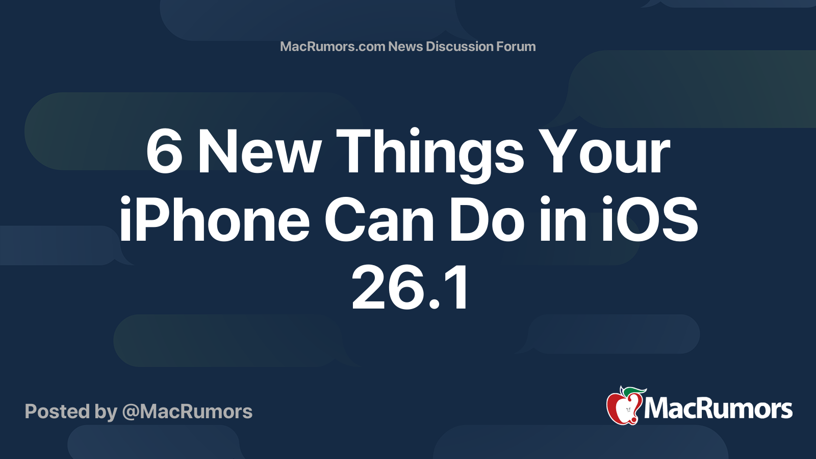6 New Things Your iPhone Can Do in iOS 26.1 | Page 2 | MacRumors Forums