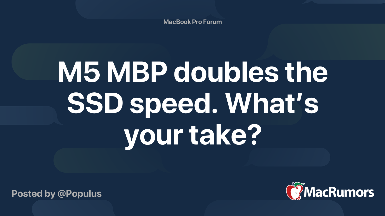 M5 MBP doubles the SSD speed. What’s your take? | MacRumors Forums