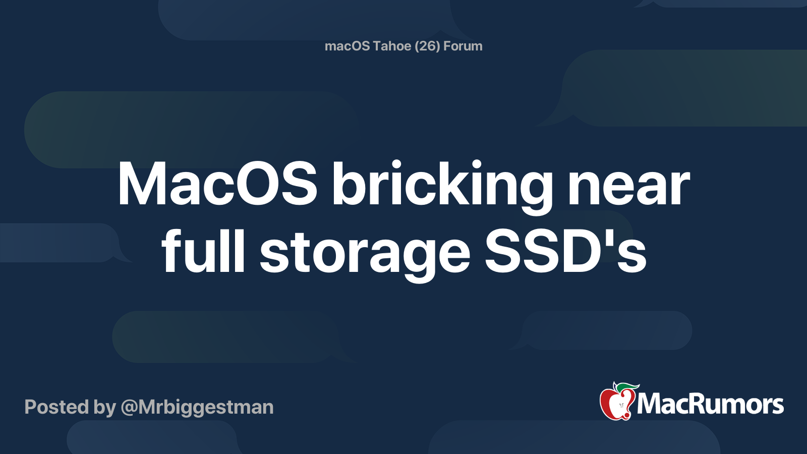 MacOS bricking near full storage SSD's | MacRumors Forums