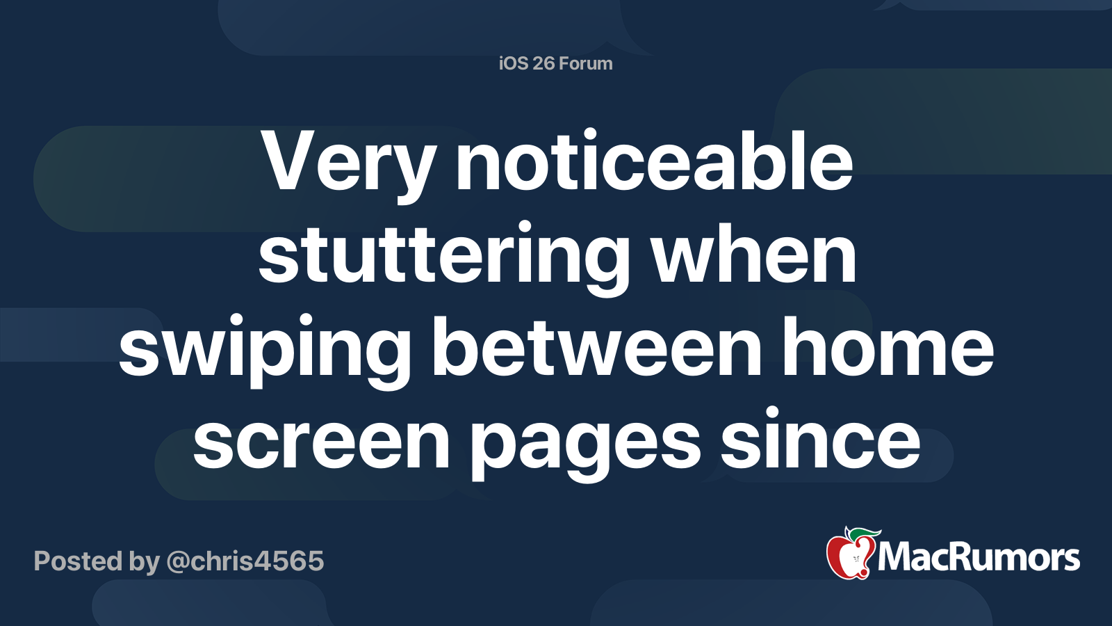Very noticeable stuttering when swiping between home screen pages since ...