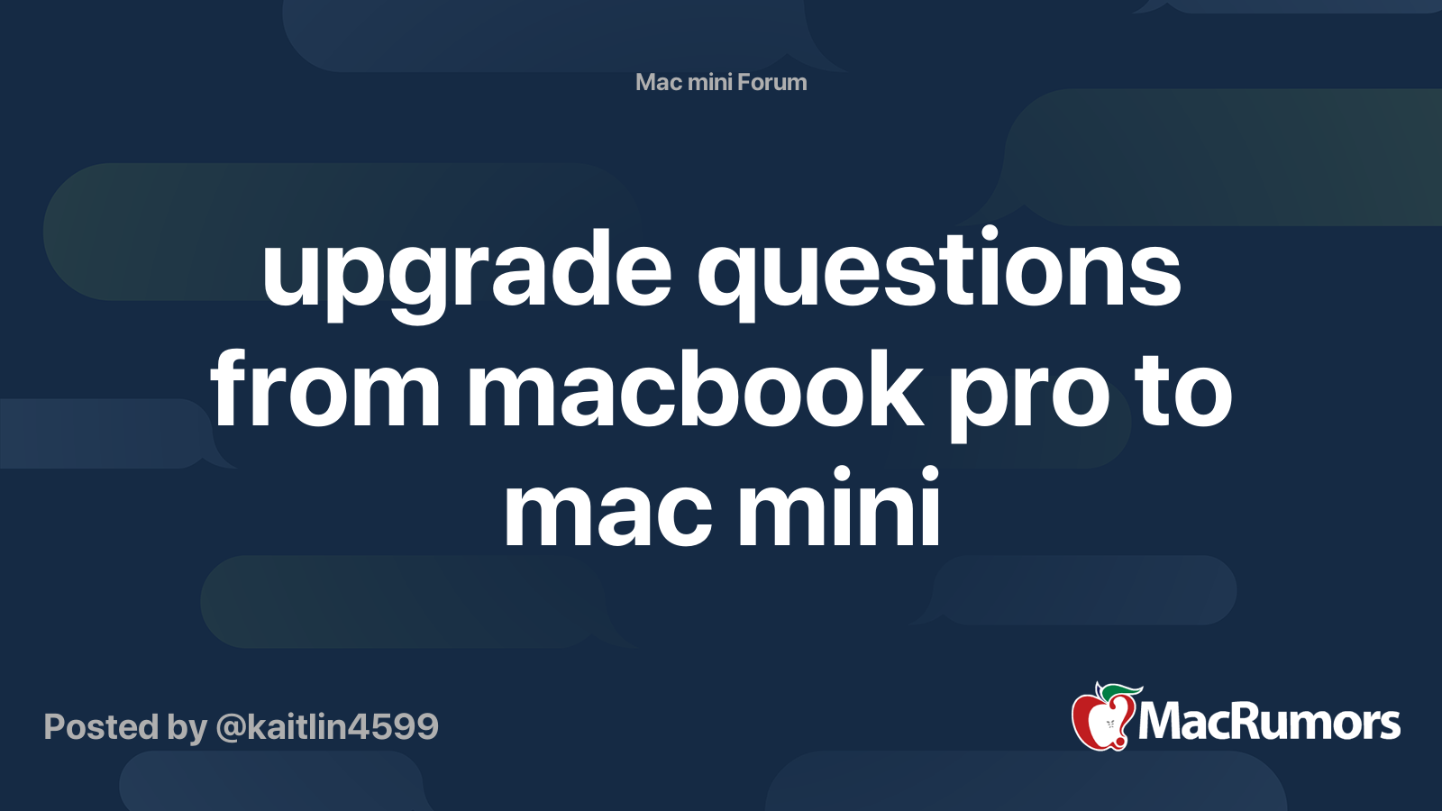 upgrade questions from macbook pro to mac mini | MacRumors Forums