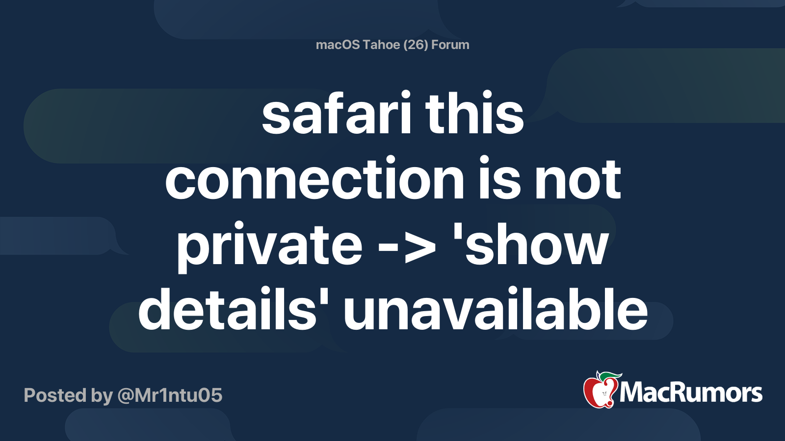 safari this connection is not private -> 'show details' unavailable ...