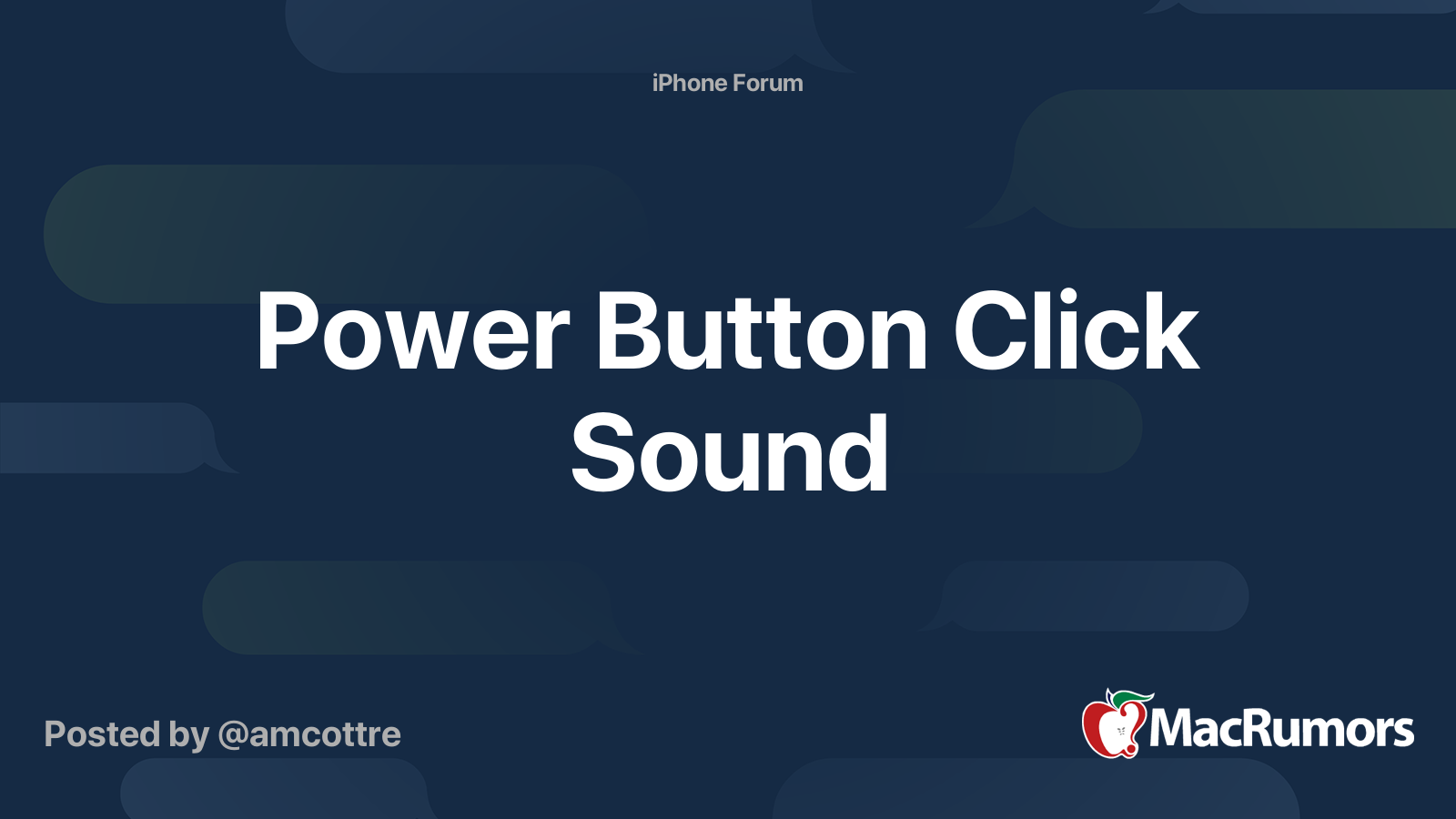 Power Button Click Sound | MacRumors Forums