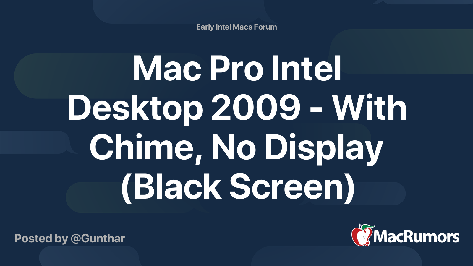 Mac Pro Intel Desktop 2009 - With Chime, No Display (Black Screen ...